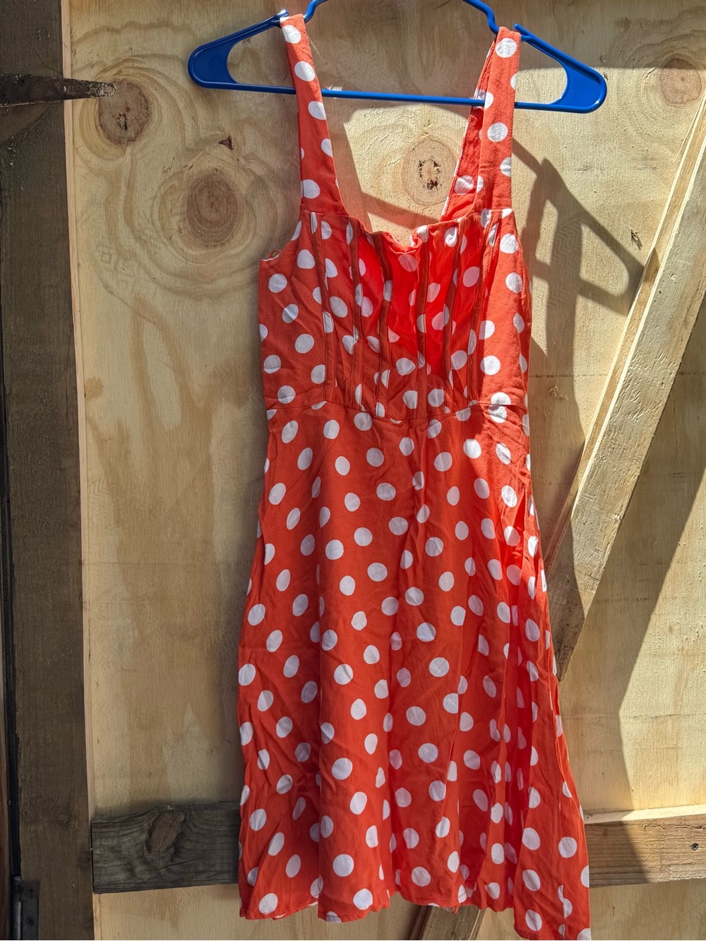 Orange Polka Dot Sundress with White Spots